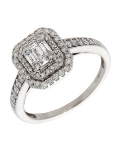 Pre-Owned 9ct White Gold 0.53ct Mixed Cut Diamond Cluster Ring
