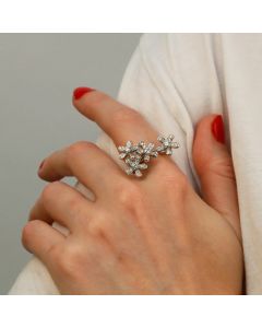 Pre-Owned 18ct White Gold 1.00ct Diamond Flowers Dress Ring