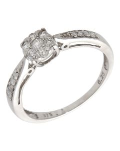 Pre-Owned 9ct White Gold 0.25ct Diamond Cluster Ring