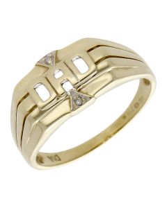 Pre-Owned 9ct Yellow Gold Diamond Set Dad Ring