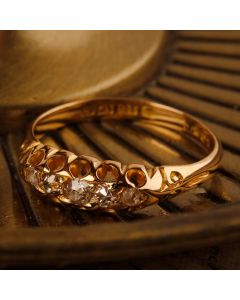 Pre-Owned Vintage 1902 18ct Yellow Gold Old Cut Diamond Dress Ring