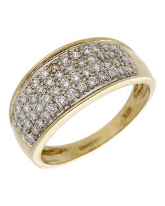 Pre-Owned 9ct Gold 0.50ct Diamond Multi Row Domed Dress Ring