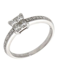 Pre-Owned 9ct White Gold 0.60ct Mixed Cut Diamond Cluster Ring