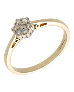 Pre-Owned 9ct Yellow Gold 0.15ct Diamond Cluster Ring