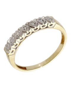 Pre-Owned 9ct Yellow Gold 0.05ct Diamond Half Eternity Ring