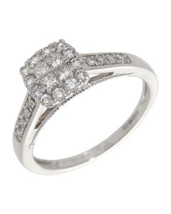 Pre-Owned 9ct White Gold 0.50ct Diamond Cluster Ring