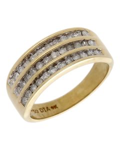 Pre-Owned 9ct Yellow Gold 0.50ct Diamond 3 Row Dress Ring