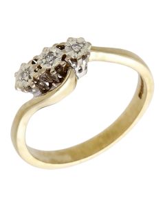 Pre-Owned 9ct Gold Illusion Set Diamond Trilogy Twist Ring