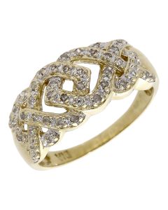 Pre-Owned 9ct Yellow Gold Diamond Set Weave Dress Ring