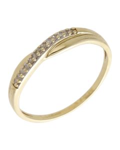 Pre-Owned 9ct Yellow Gold Diamond Set Crossover Wave Ring