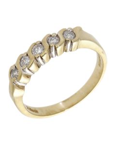 Pre-Owned 9ct Yellow Gold 0.25ct Diamond 5 Stone Eternity Ring