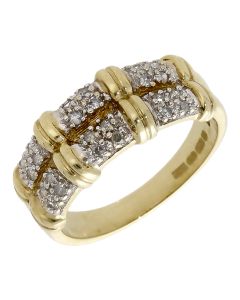 Pre-Owned 9ct Two Colour Diamond Set Bamboo Dress Ring