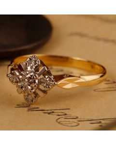 Pre-Owned Vintage 1971 18ct Yellow Gold Diamond Cluster Ring