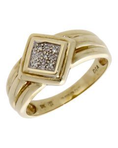 Pre-Owned 9ct Yellow Gold Square Diamond Cluster Ring