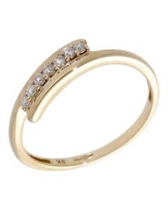 Pre-Owned 9ct Yellow Gold Diamond Set Crossover Twist Ring