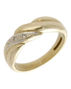 Pre-Owned 9ct Yellow Gold Diamond Set Twist Ring