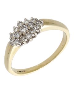 Pre-Owned 9ct Yellow Gold Diamond Cluster Ring