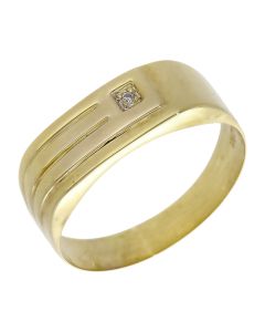 Pre-Owned 9ct Yellow Gold Diamond Set Signet Ring
