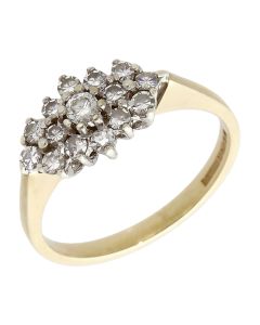 Pre-Owned 9ct Yellow Gold Diamond Cluster Ring