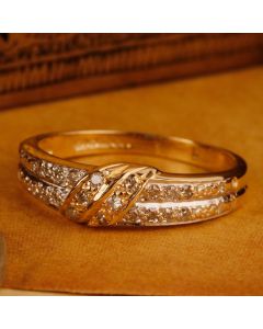 Pre-Owned Vintage 1983 9ct Yellow Gold Diamond Dress Ring