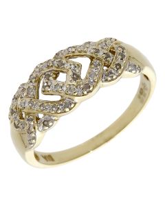 Pre-Owned 9ct Yellow Gold Diamond Set Celtic Style Dess Ring