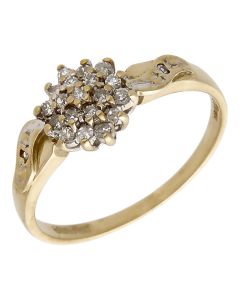 Pre-Owned 9ct Yellow Gold 0.10ct Diamond Cluster Ring
