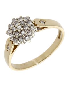 Pre-Owned 9ct Yellow Gold 0.25ct Diamond Cluster Ring