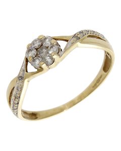 Pre-Owned 9ct Yellow Gold Diamond Cluster Ring