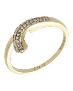 Pre-Owned 9ct Gold Diamond Set Crossover Wave Wishbone Ring