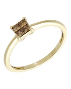 Pre-Owned 9ct Yellow Gold 0.25ct Champagne Diamond Cluster Ring