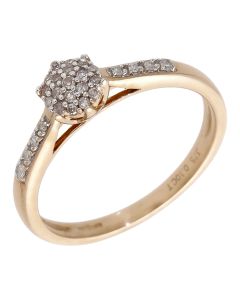 Pre-Owned 9ct Rose Gold 0.10ct Diamond Cluster Ring