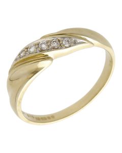 Pre-Owned Vintage 1986 9ct Yellow Gold Diamond Twist Ring