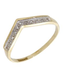 Pre-Owned 9ct Yellow Gold Diamond Set Half Wishbone Ring