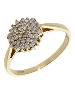 Pre-Owned 9ct Yellow Gold Diamond Cluster Ring