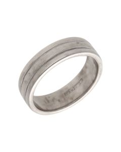 Pre-Owned 9ct White Gold Ridged Wedding Band Ring