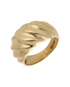 Pre-Owned 9ct Yellow Gold Domed Wave Dress Ring