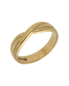 Pre-Owned 9ct Yellow Gold Crossover Wave Dress Ring