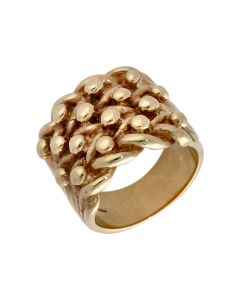 Pre-Owned 9ct Yellow Gold Heavy 4 Row Keeper Ring