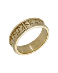 Pre-Owned 9ct Yellow Gold Engraved 7mm Wide Band Ring