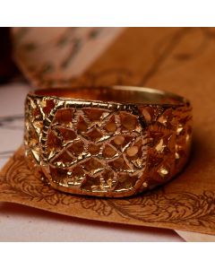Pre-Owned Vintage 1976 9ct Yellow Gold Lattice Signet Ring