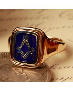 Pre-Owned Vintage 1977 9ct Gold Masonic Spinner Signet Ring