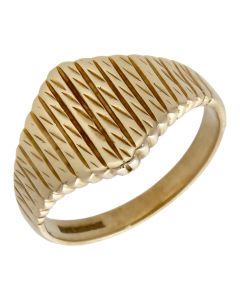 Pre-Owned 9ct Yellow Gold Patterned Ridged Dress Ring
