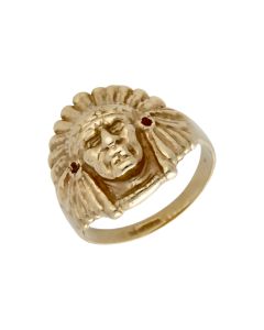 Pre-Owned 9ct Yellow Gold Native American Indian Chief Ring
