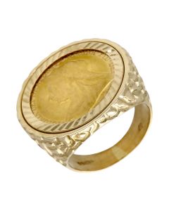 Pre-Owned 1901 Full Sovereign Coin In 9ct Gold Ring Mount
