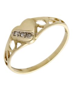 Pre-Owned 9ct Yellow Gold Childs Gemstone Set Heart Signet Ring