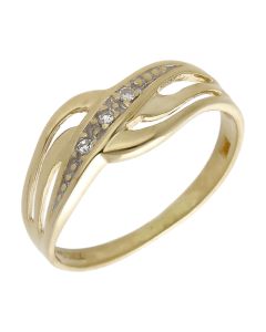 Pre-Owned 9ct Gold Childs Diamond Set Crossover Wave Ring