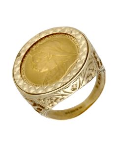 Pre-Owned 1901 Half Sovereign Coin In 9ct Gold Ring Mount