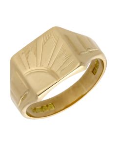 Pre-Owned 18ct Yellow Gold Square Sunburst Signet Ring