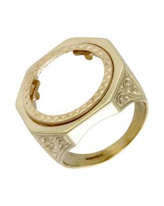 Pre-Owned 9ct Yellow Gold Half Sovereign Coin Ring Mount