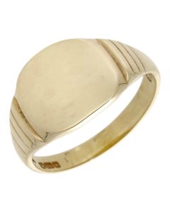 Pre-Owned 9ct Yellow Gold Ribbed Shoulder Signet Ring